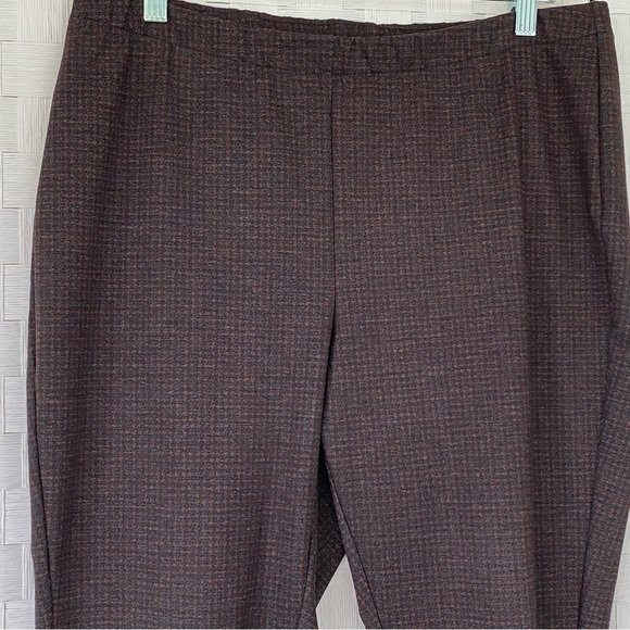 J. Jill Size L Petites Ponte Knit Ankle Plaid Leggings Brown Black Casual Office - Picture 1 of 4